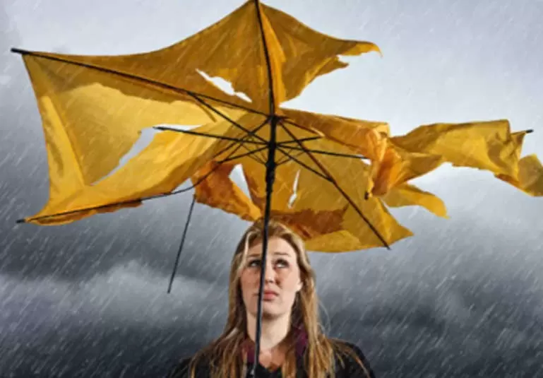 Woman waiting for the storm to pass