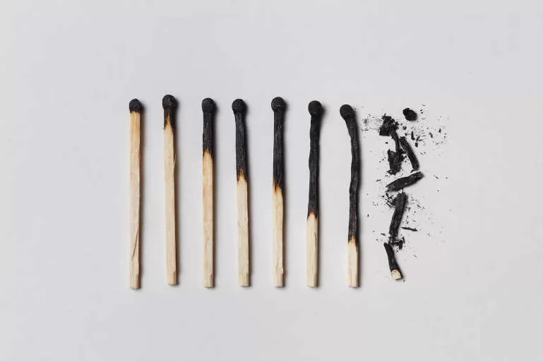 8 Burnt matchsticks arranged from burnt to ashes - Blueprint Career Development
