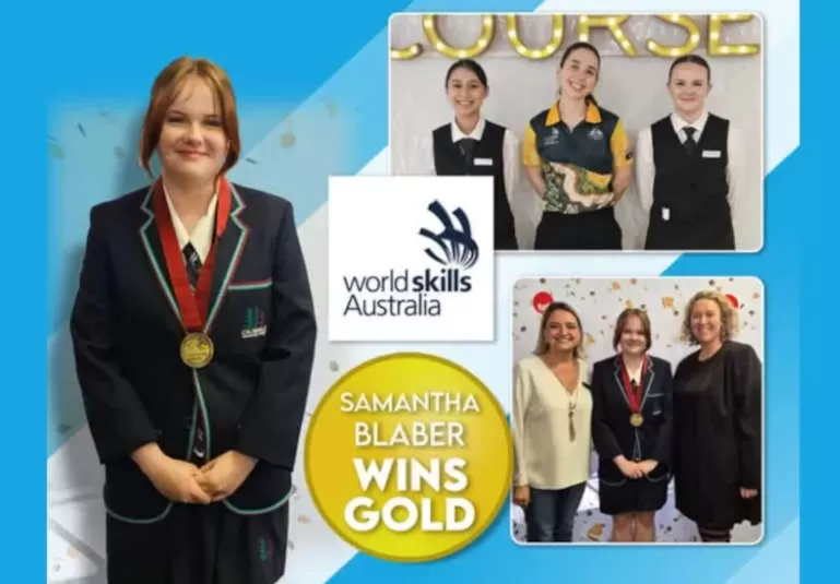 Samantha Blaber wins gold at WorldSkills Australia, celebrating with her peers and mentors